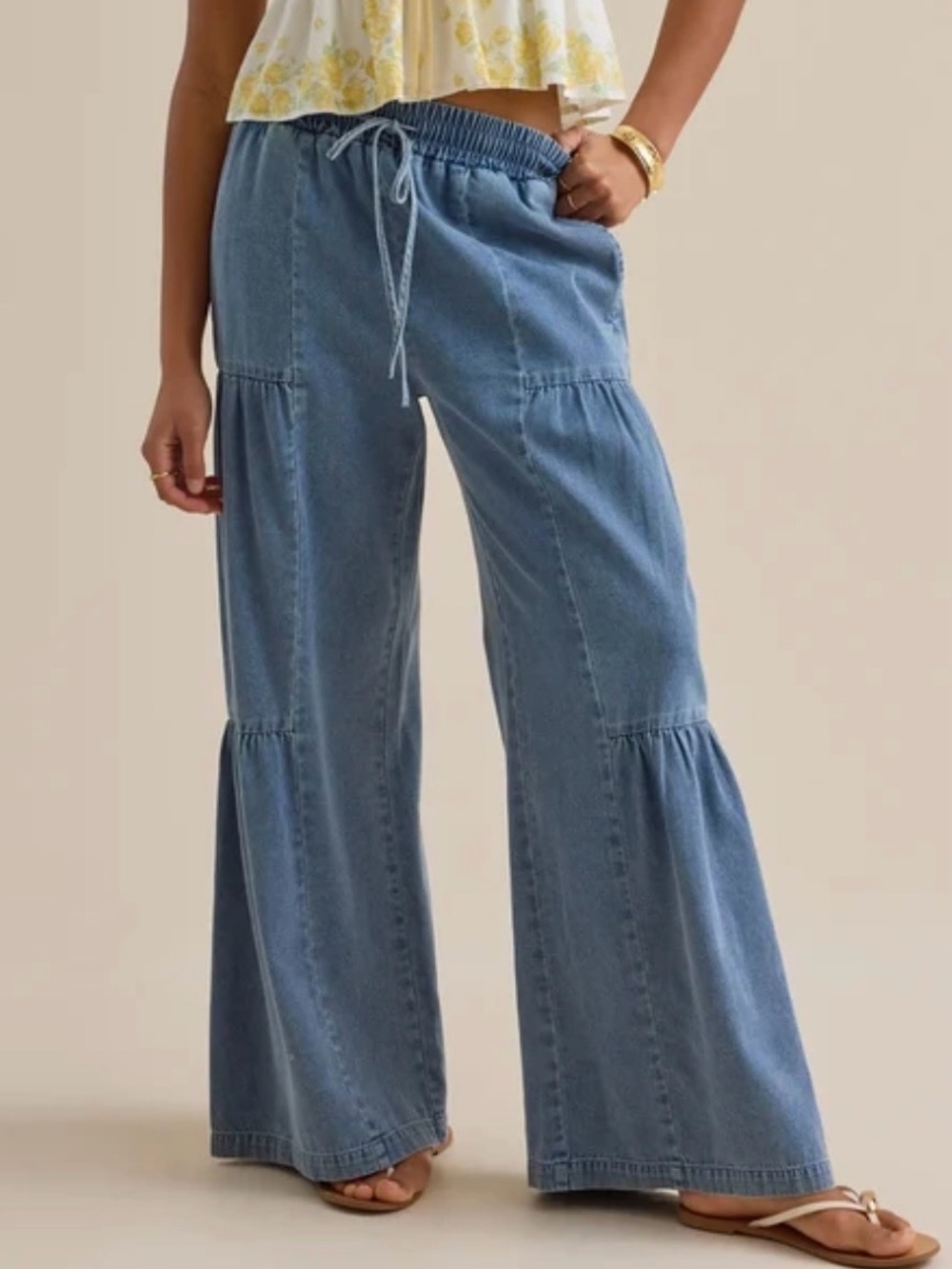 Altar’d State Tillie Wide Leg Pants Jeans Size XXS Tiered